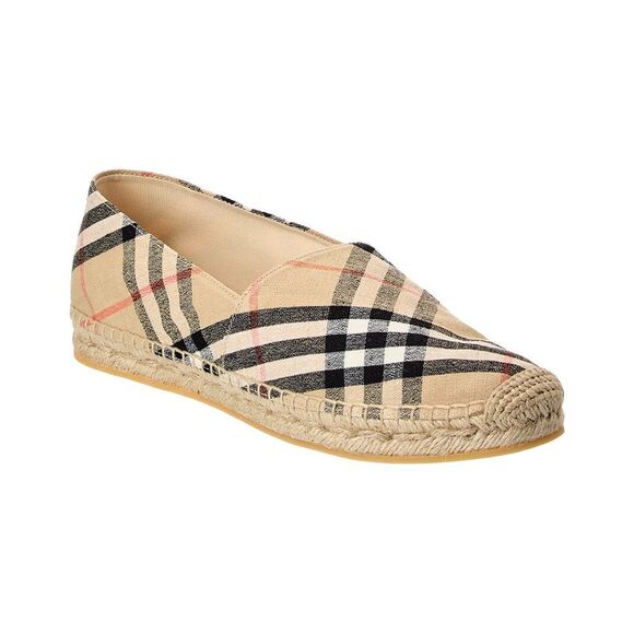Burberry Shoes - Burberry Mews Check Linen Espadrille, Brown